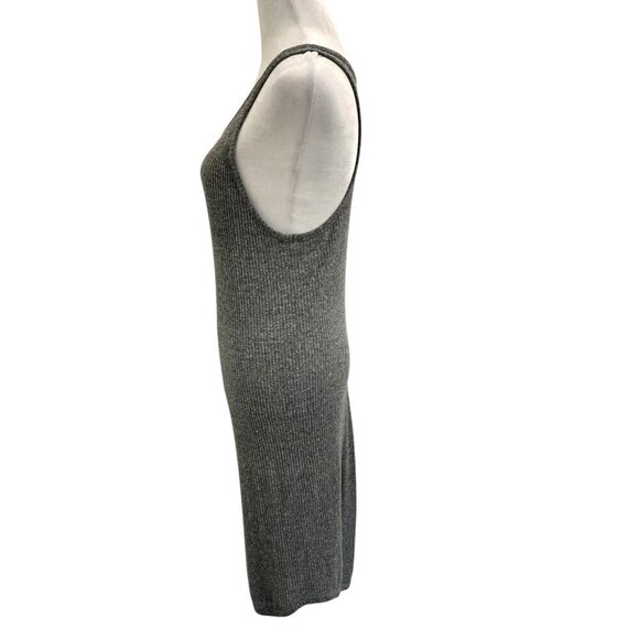 Enza Costa Ribbed Sheath Tank Bodycon Stretch Baseball Dress Gray size Small - Picture 3 of 9